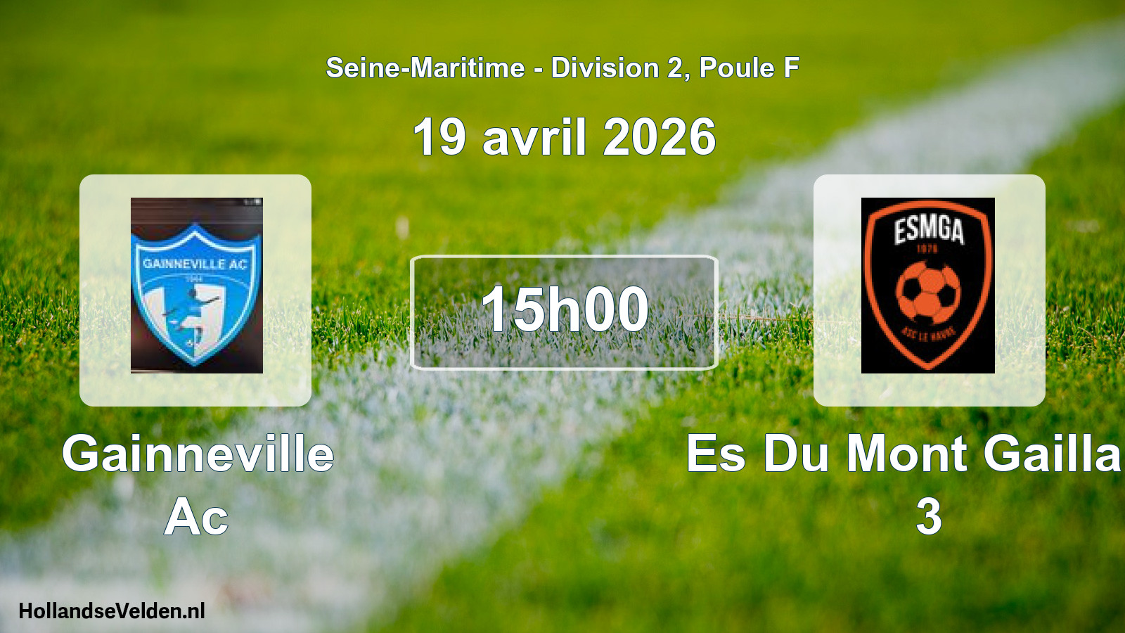 Geplande wedstrijd: Gainneville Ac - Es Du Mont Gaillard 3 (19 april 2026)