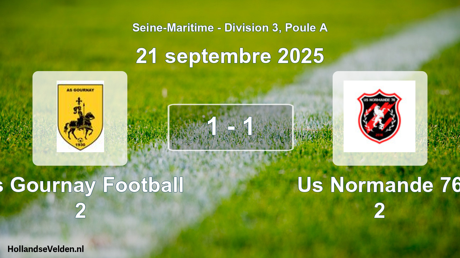 Gespeelde wedstrijd: As Gournay Football 2 - Us Normande 76 2 1 - 1 (21 septembre 2025)