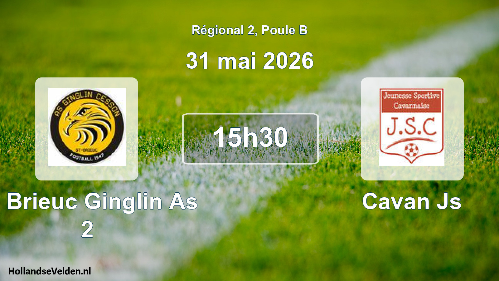 Scheduled Match: St Brieuc Ginglin As 2 - Cavan Js (31 May 2026)