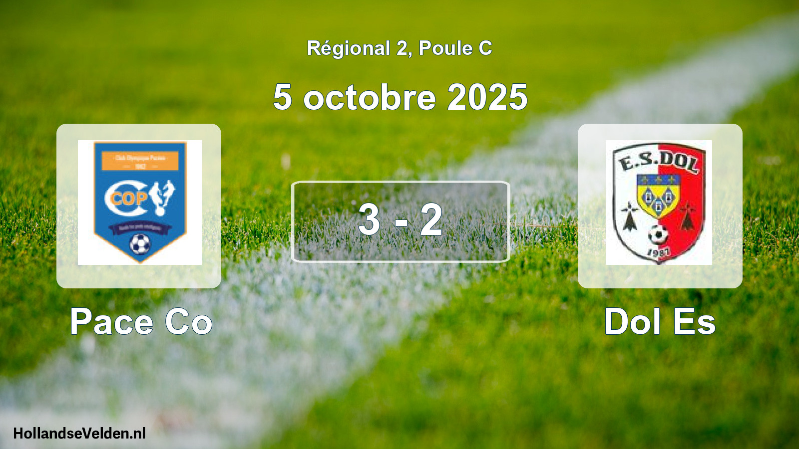 Gespeelde wedstrijd: Pace Co - Dol Es 3 - 2 (5 octobre 2025)