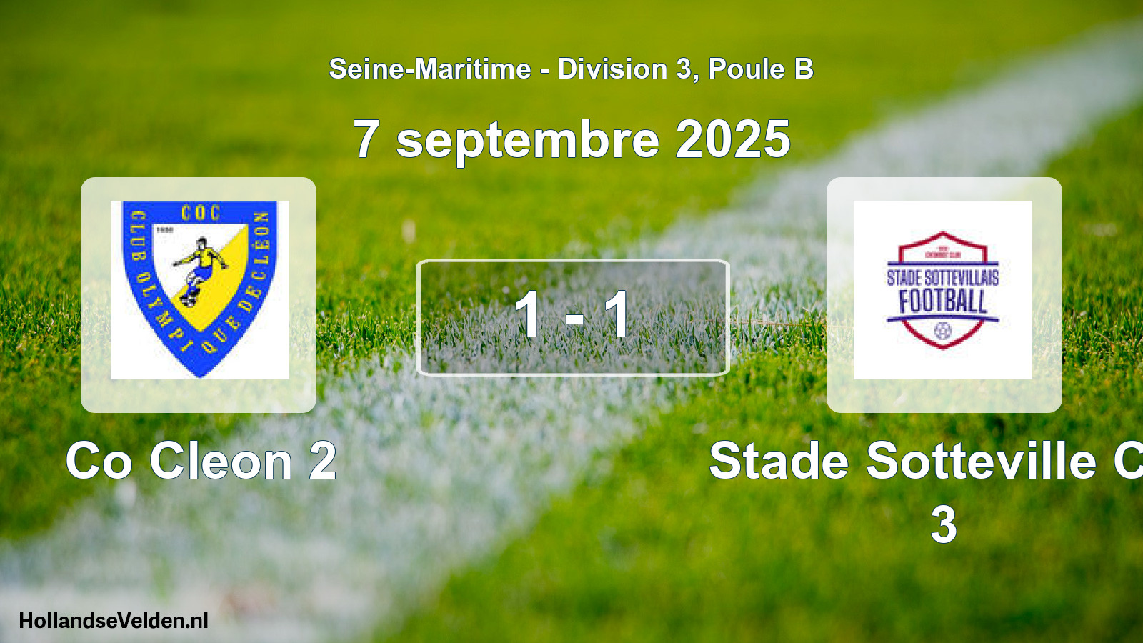 Gespeelde wedstrijd: Co Cleon 2 - Stade Sotteville Cc 3 1 - 1 (7 septembre 2025)