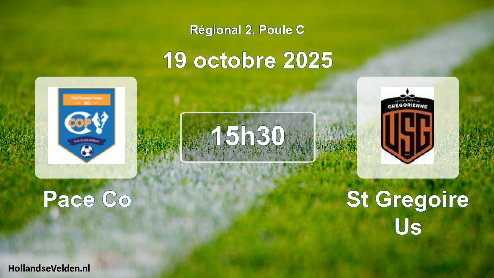 Geplande wedstrijd: Pace Co - St Gregoire Us (19 octobre 2025)