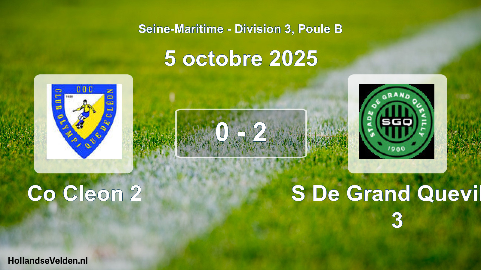 Gespeelde wedstrijd: Co Cleon 2 - S De Grand Quevilly 3 0 - 2 (5 octobre 2025)