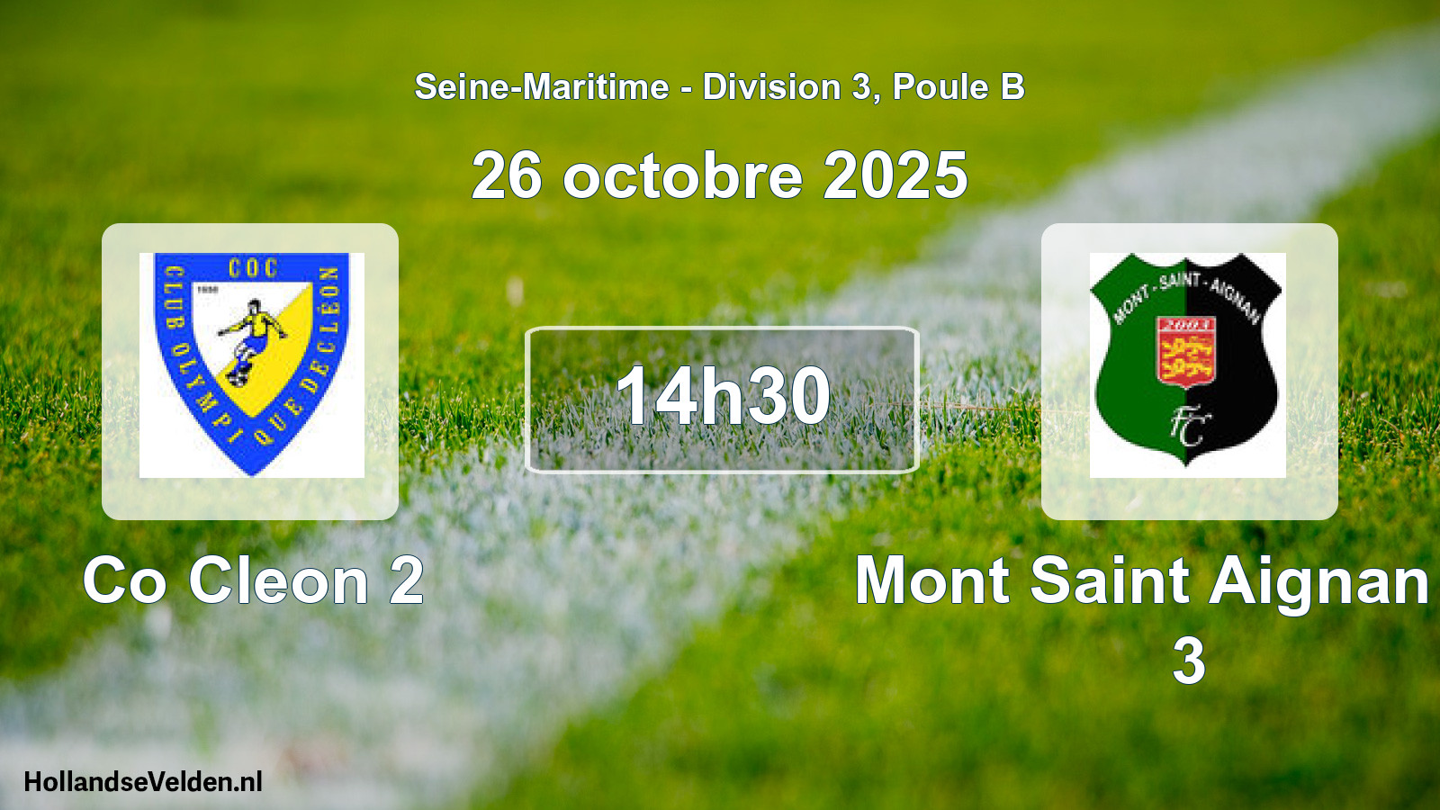 Scheduled Match: Co Cleon 2 - Mont Saint Aignan Fc 3 (26 October 2025)