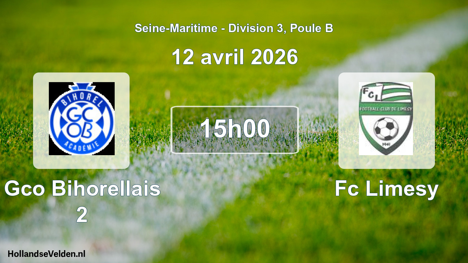 Geplande wedstrijd: Gco Bihorellais 2 - Fc Limesy (12 april 2026)