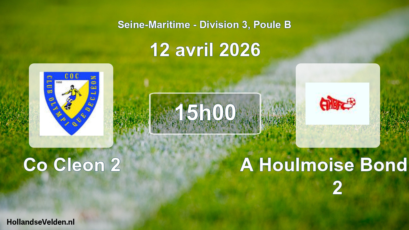 Geplande wedstrijd: Co Cleon 2 - A Houlmoise Bond Fc 2 (12 april 2026)