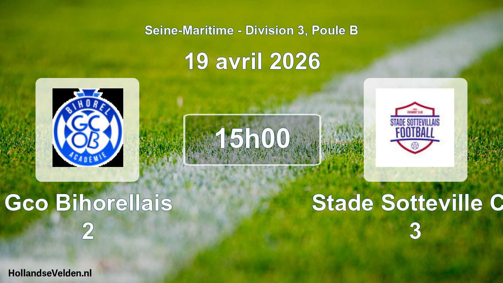Geplande wedstrijd: Gco Bihorellais 2 - Stade Sotteville Cc 3 (19 avril 2026)