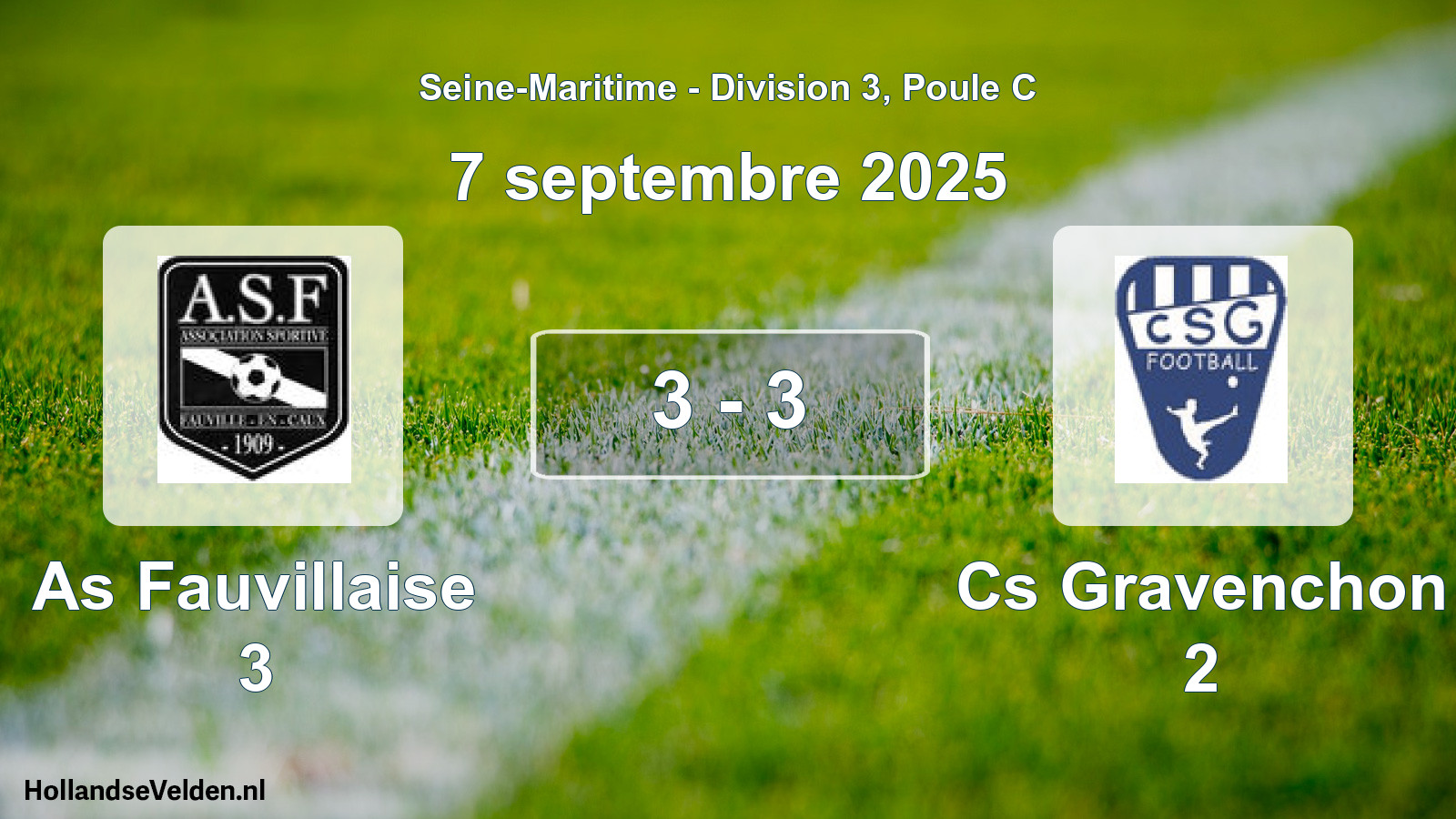 Gespeelde wedstrijd: As Fauvillaise 3 - Cs Gravenchon 2 3 - 3 (7 septembre 2025)