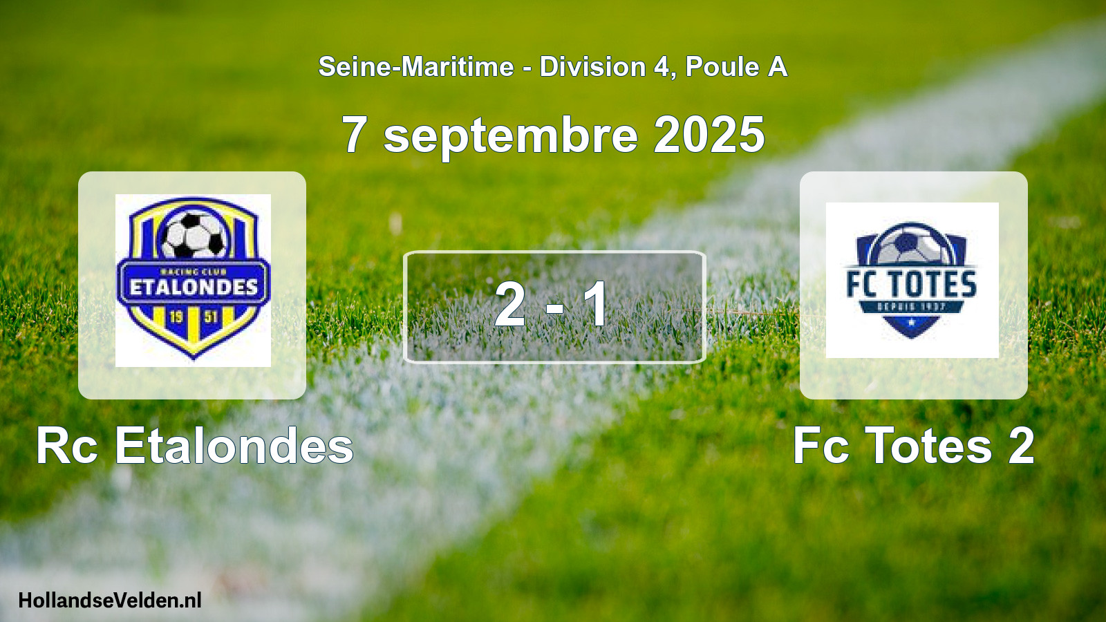 Gespeelde wedstrijd: Rc Etalondes - Fc Totes 2 2 - 1 (7 septembre 2025)