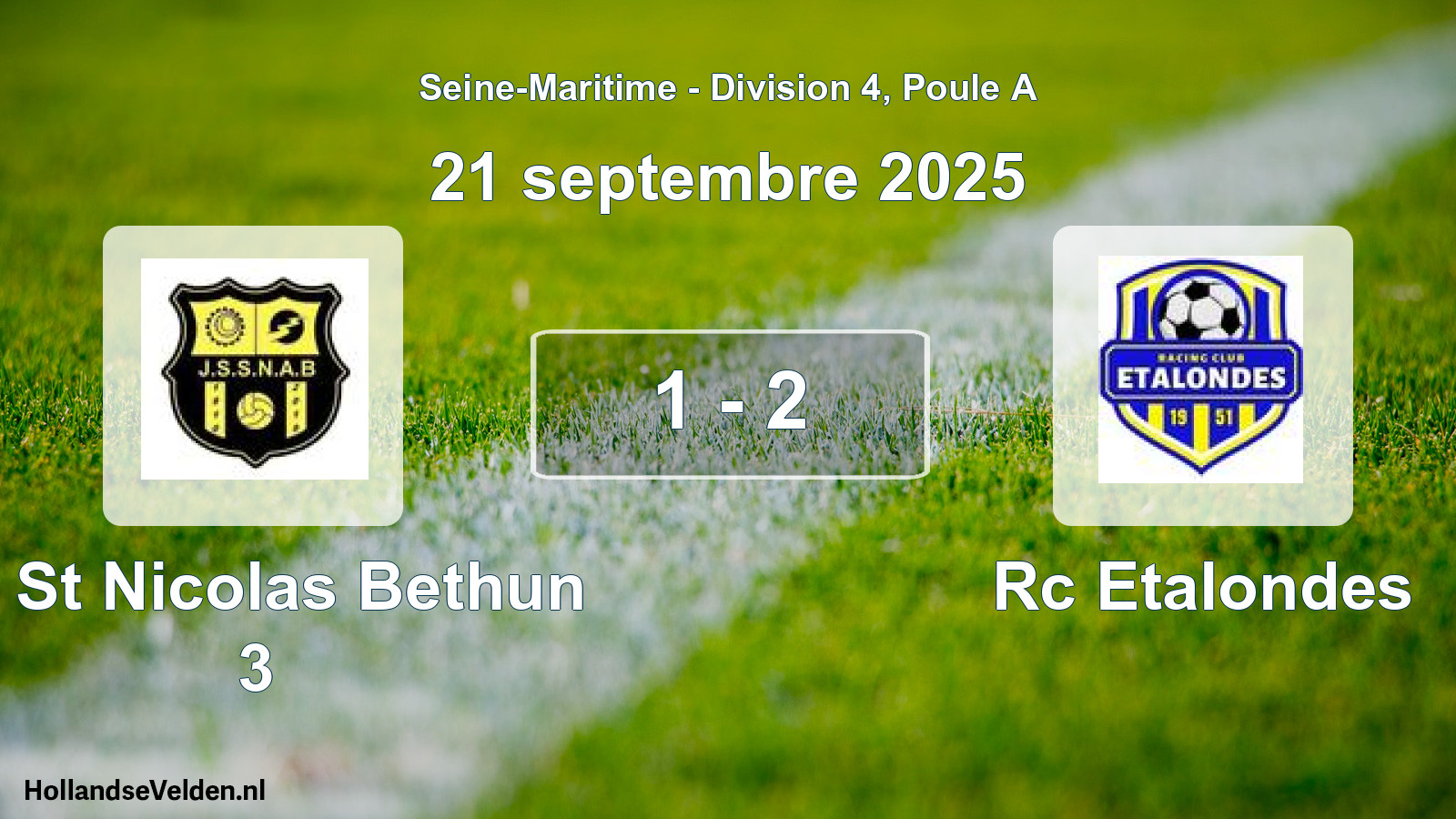 Gespeelde wedstrijd: Js St Nicolas Bethun 3 - Rc Etalondes 1 - 2 (21 september 2025)