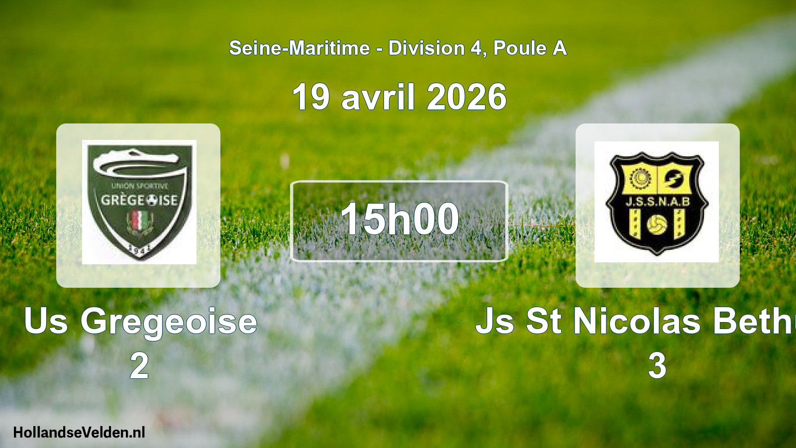 Geplande wedstrijd: Us Gregeoise 2 - Js St Nicolas Bethun 3 (19 april 2026)