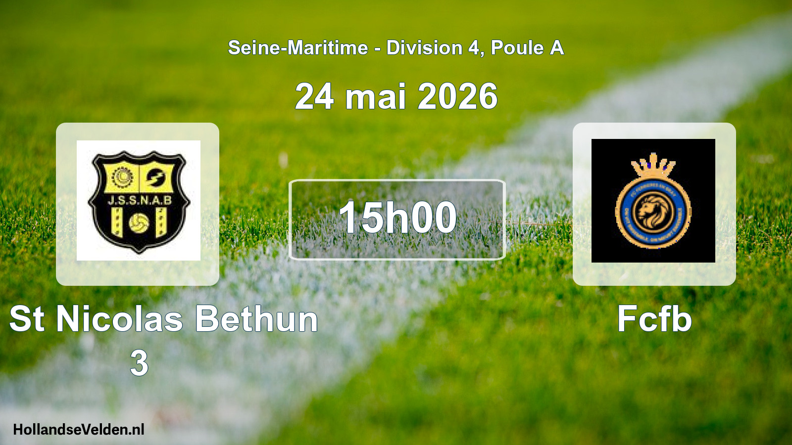 Geplande wedstrijd: Js St Nicolas Bethun 3 - Fcfb (24 mai 2026)