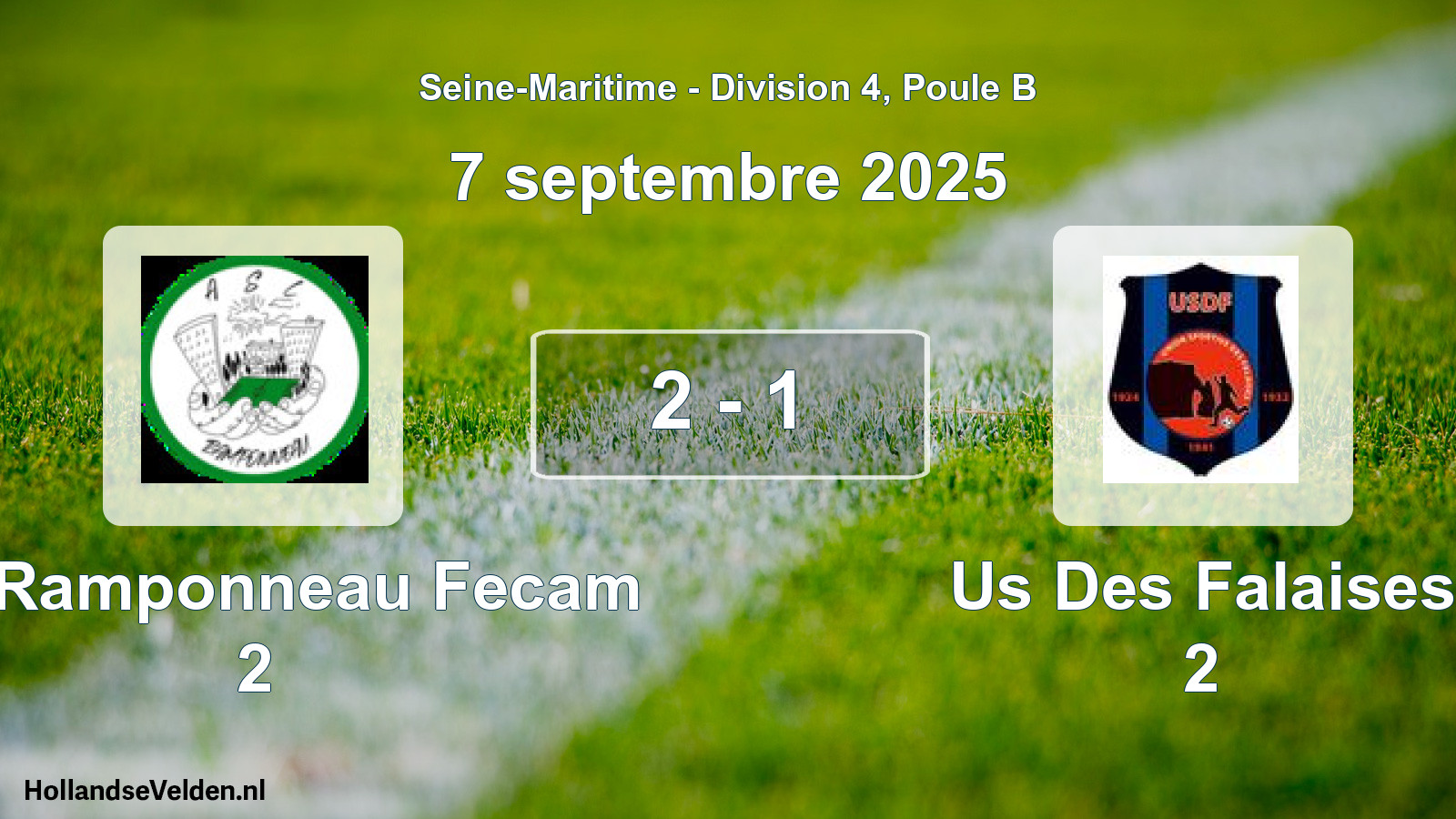 Gespeelde wedstrijd: Asl Ramponneau Fecam 2 - Us Des Falaises 2 2 - 1 (7 septembre 2025)