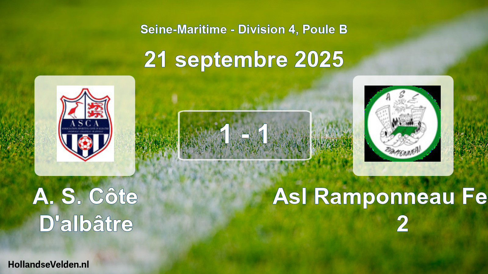 Gespeelde wedstrijd: A. S. Côte D'albâtre - Asl Ramponneau Fecam 2 1 - 1 (21 septembre 2025)