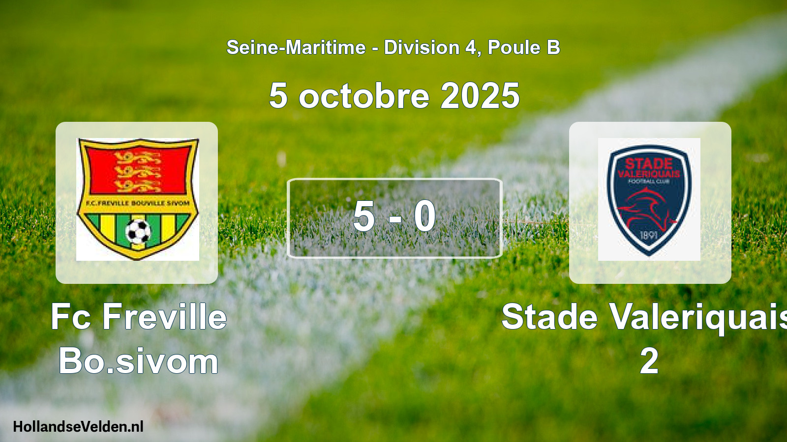 Gespeelde wedstrijd: Fc Freville Bo.sivom - Stade Valeriquais 2 5 - 0 (5 oktober 2025)