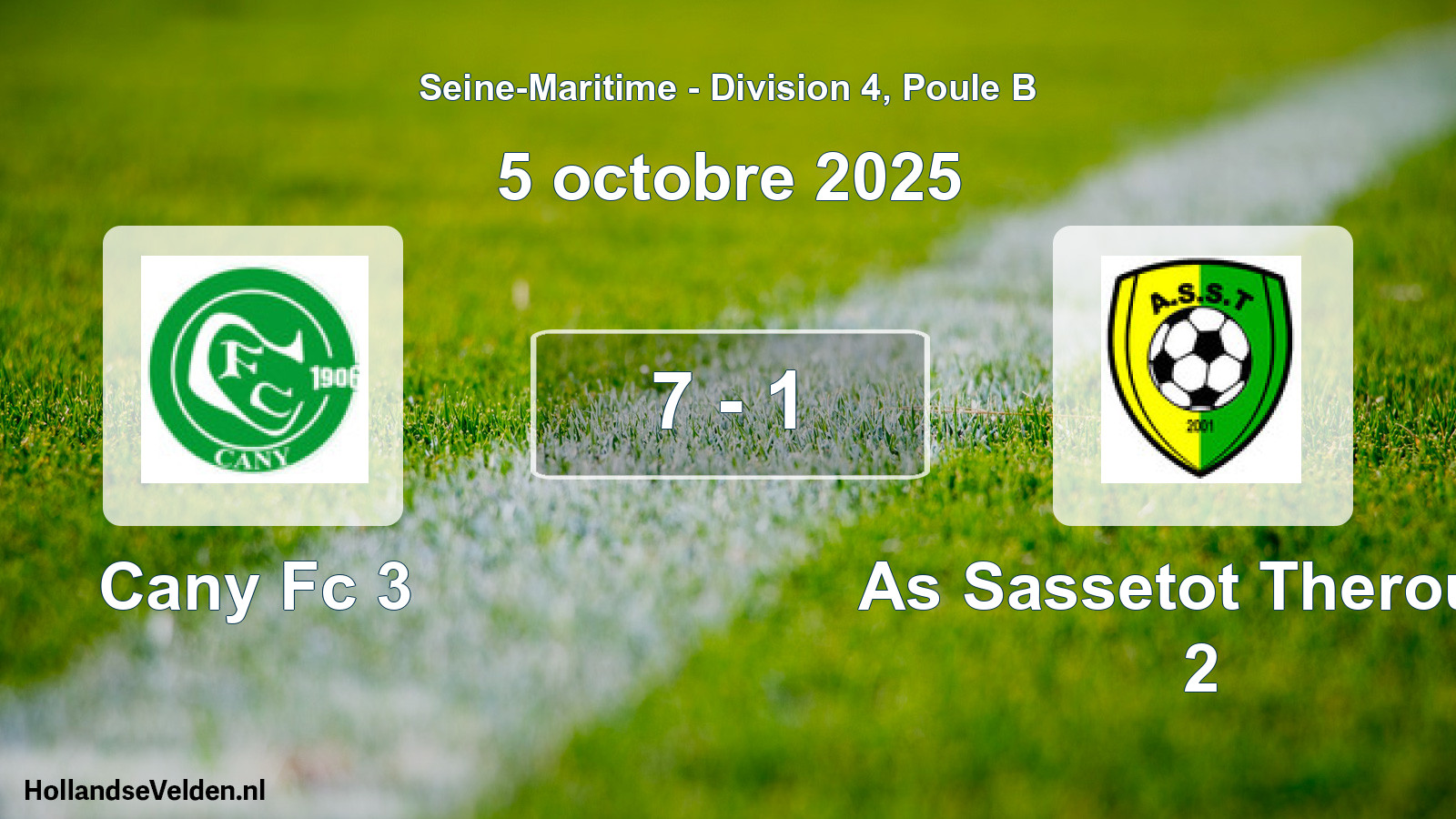 Gespeelde wedstrijd: Cany Fc 3 - As Sassetot Therould 2 7 - 1 (5 octobre 2025)