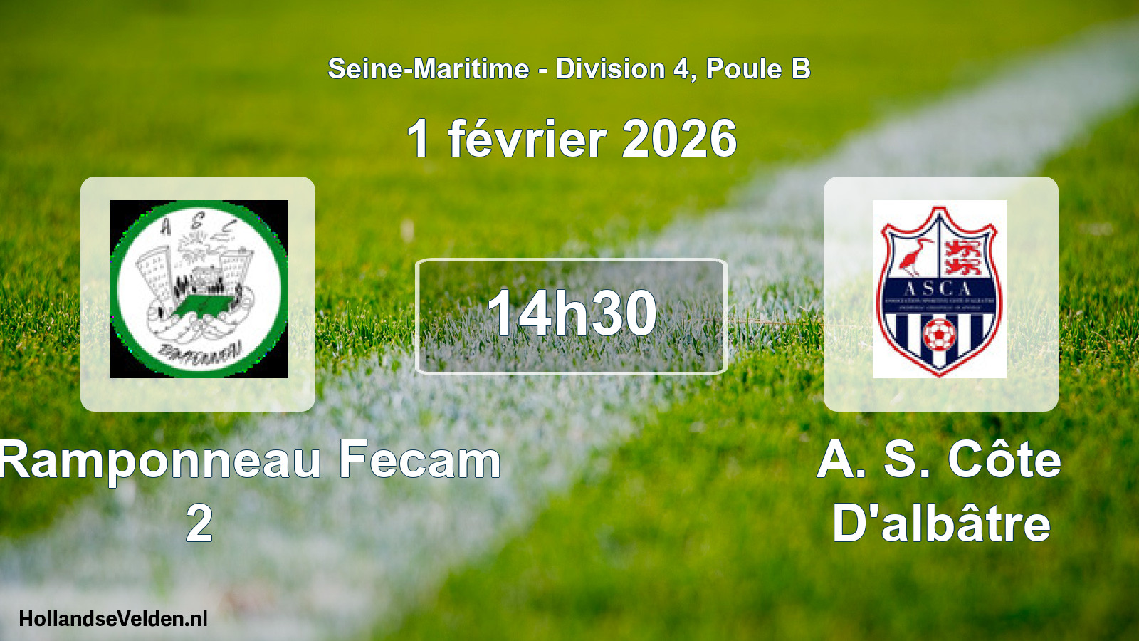 Geplande wedstrijd: Asl Ramponneau Fecam 2 - A. S. Côte D'albâtre (1 février 2026)