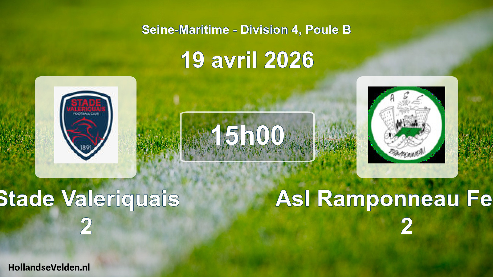 Geplande wedstrijd: Stade Valeriquais 2 - Asl Ramponneau Fecam 2 (19 april 2026)