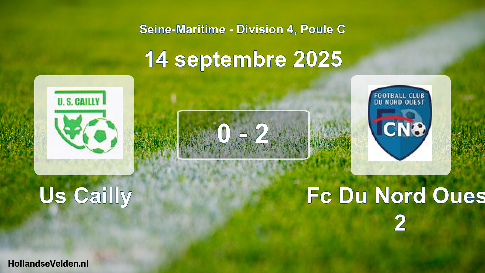 Gespeelde wedstrijd: Us Cailly - Fc Du Nord Ouest 2 0 - 2 (14 septembre 2025)