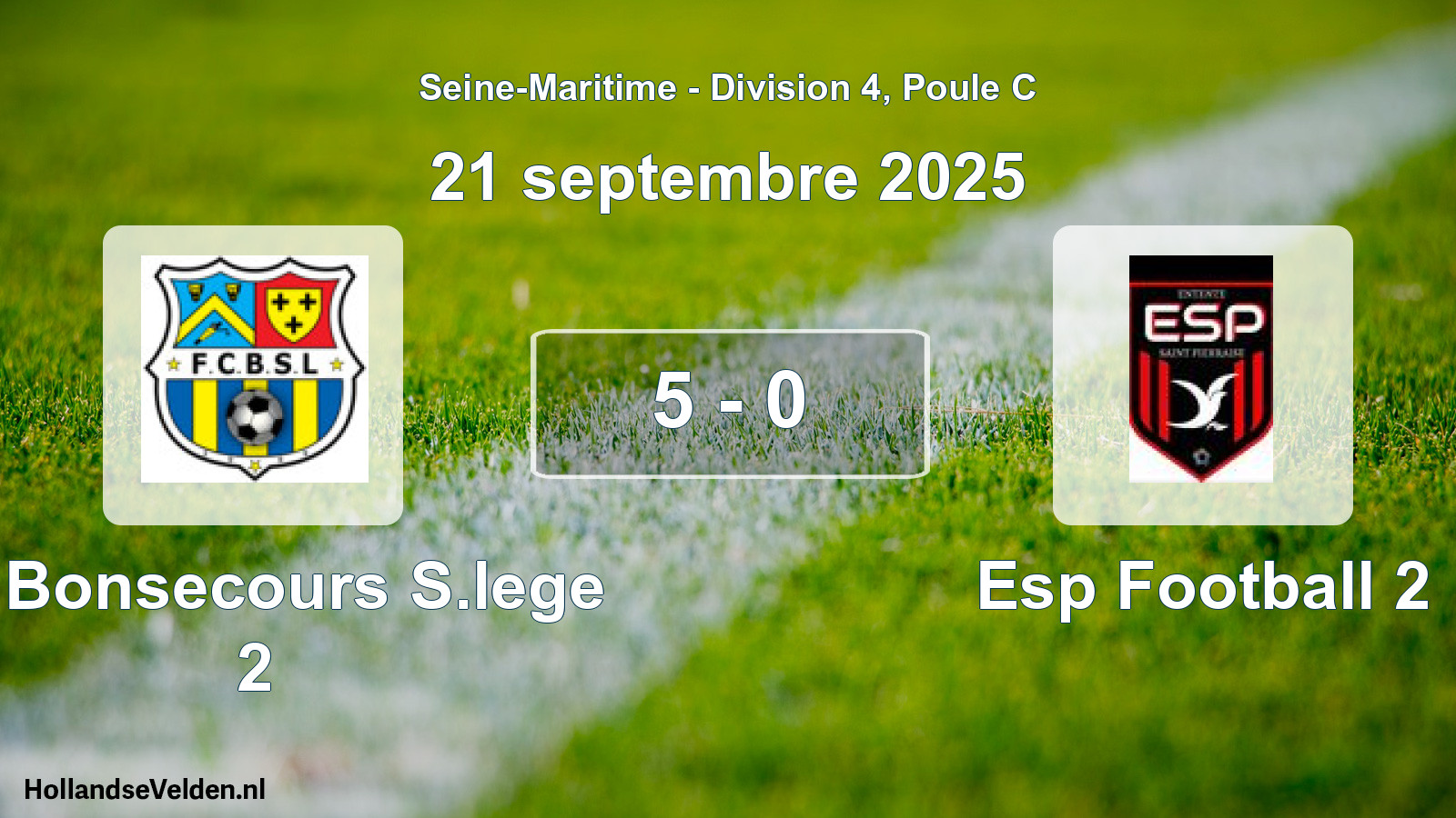 Gespeelde wedstrijd: Fc Bonsecours S.lege 2 - Esp Football 2 5 - 0 (21 septembre 2025)