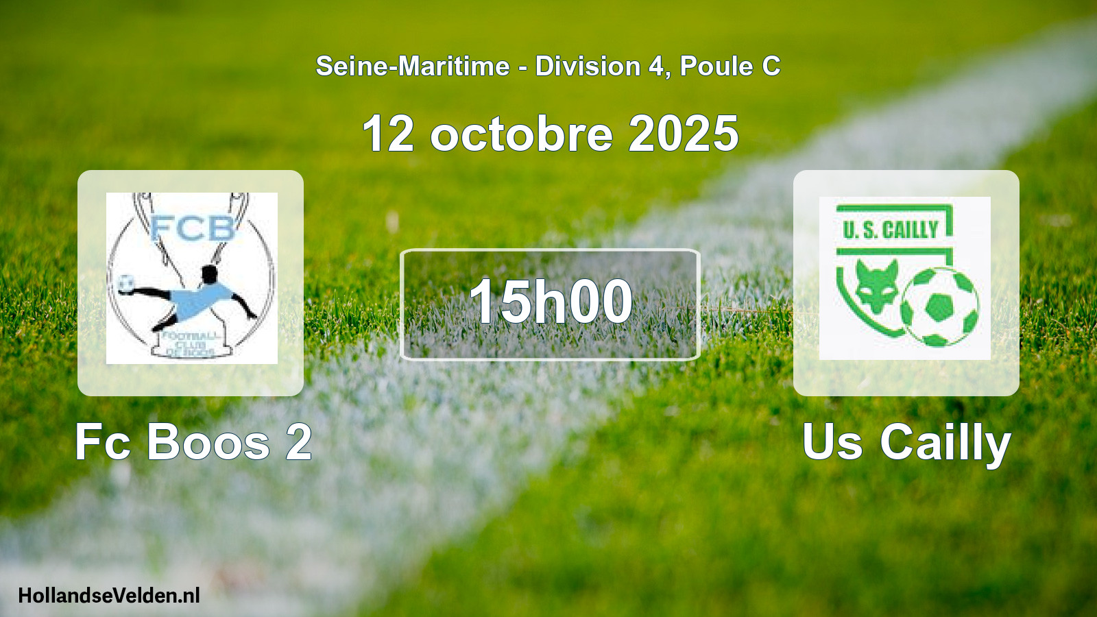 Geplande wedstrijd: Fc Boos 2 - Us Cailly (12 octobre 2025)
