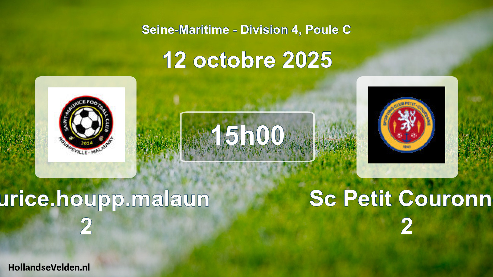 Geplande wedstrijd: Maurice.houpp.malaun 2 - Sc Petit Couronne 2 (12 octobre 2025)