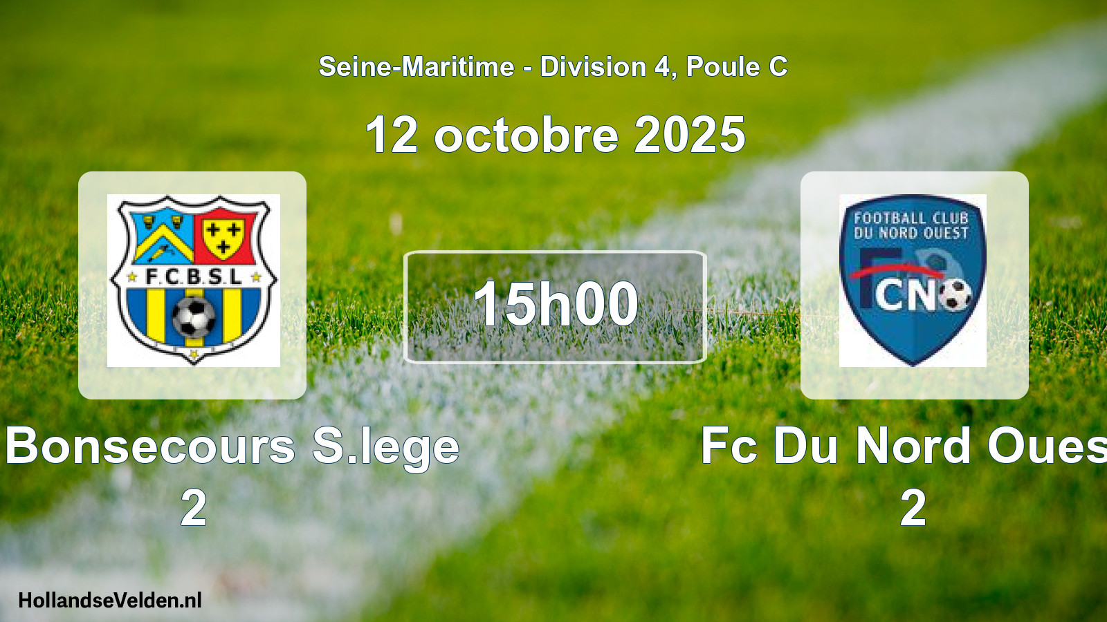 Geplande wedstrijd: Fc Bonsecours S.lege 2 - Fc Du Nord Ouest 2 (12 octobre 2025)