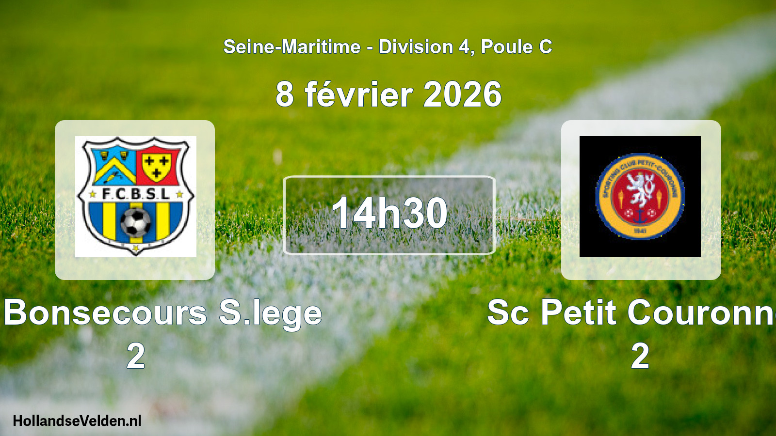 Geplande wedstrijd: Fc Bonsecours S.lege 2 - Sc Petit Couronne 2 (8 février 2026)