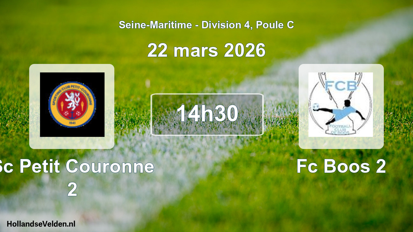 Geplande wedstrijd: Sc Petit Couronne 2 - Fc Boos 2 (22 maart 2026)