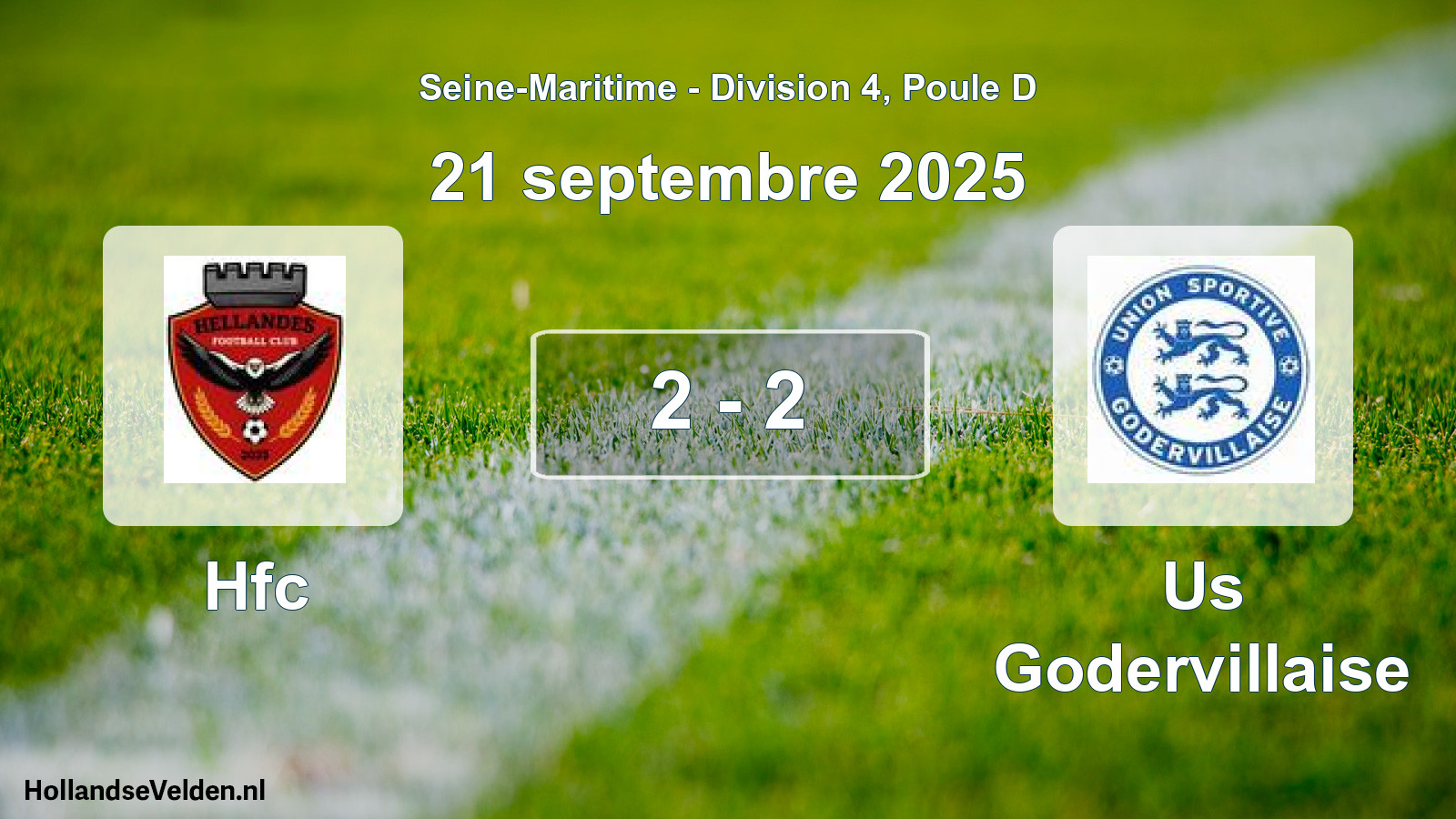 Gespeelde wedstrijd: Hfc - Us Godervillaise 2 - 2 (21 septembre 2025)