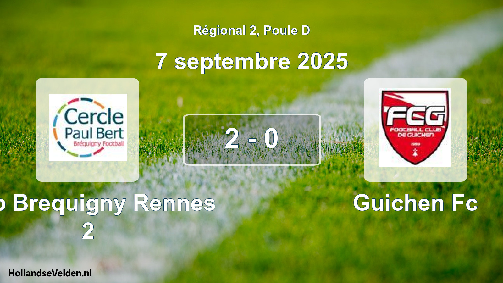 Gespeelde wedstrijd: Cpb Brequigny Rennes 2 - Guichen Fc 2 - 0 (7 septembre 2025)