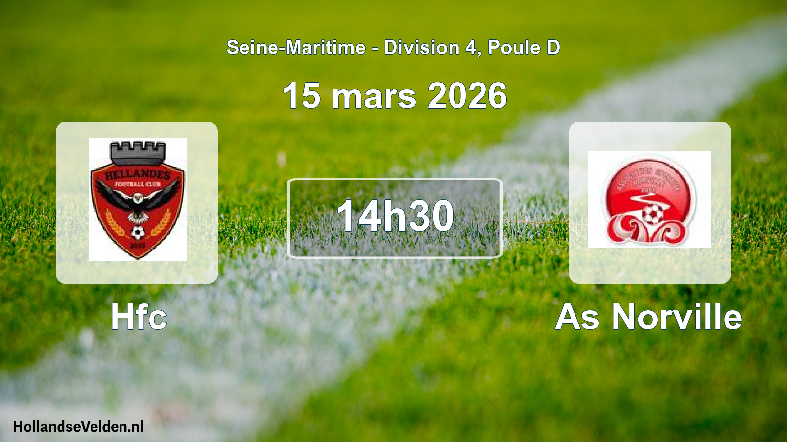 Geplande wedstrijd: Hfc - As Norville (15 mars 2026)