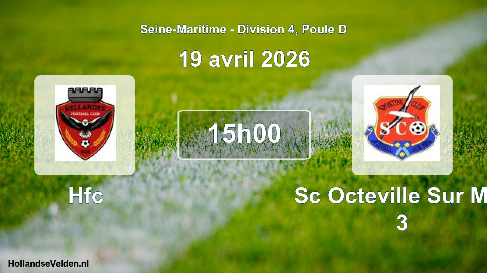 Geplande wedstrijd: Hfc - Sc Octeville Sur Mer 3 (19 april 2026)