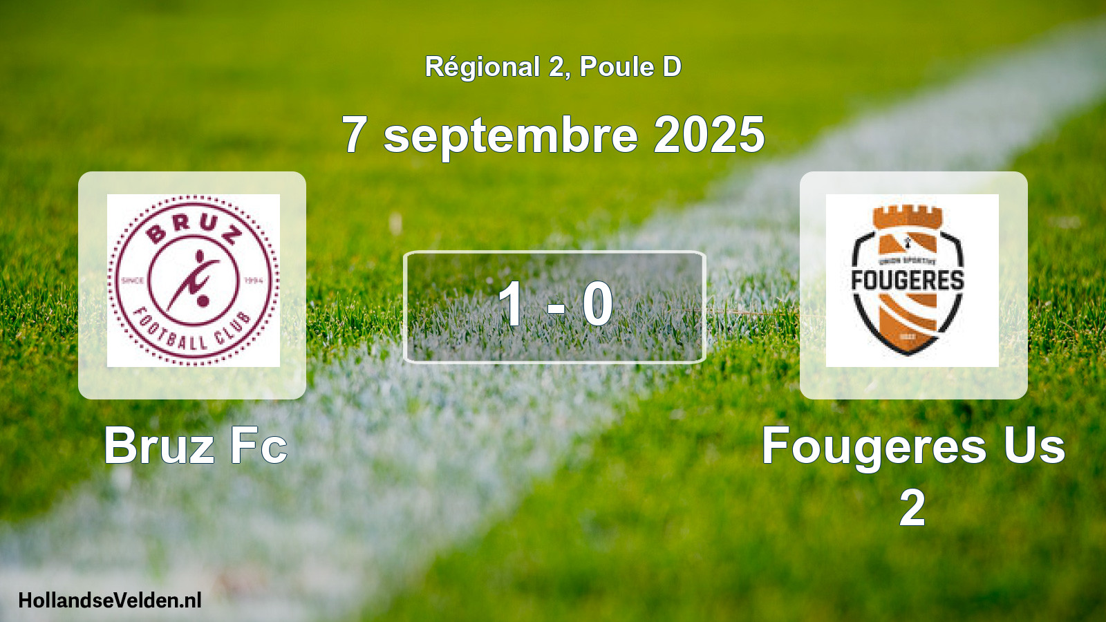 Gespeelde wedstrijd: Bruz Fc - Fougeres Us 2 1 - 0 (7 september 2025)