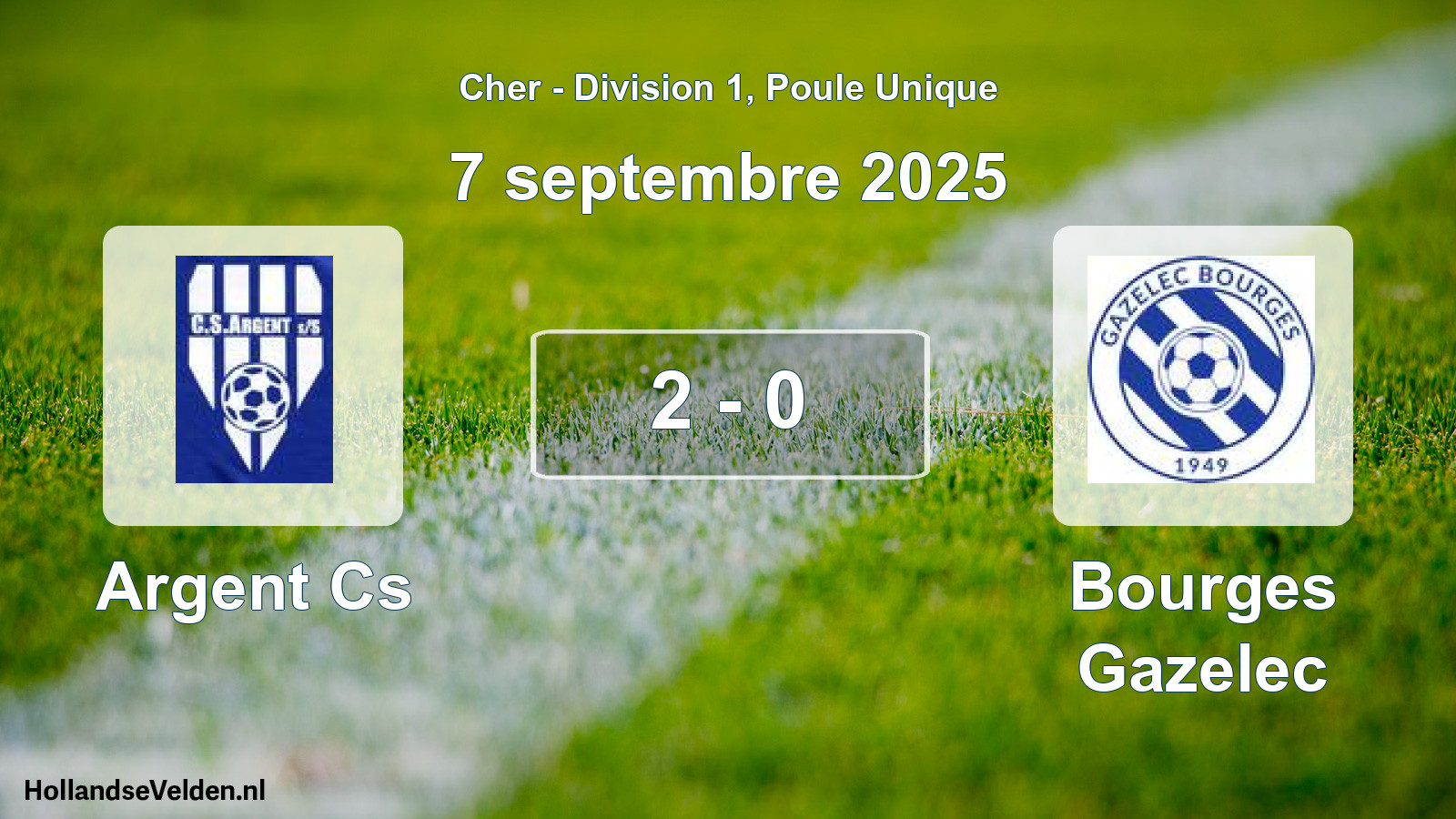 Gespeelde wedstrijd: Argent Cs - Bourges Gazelec 2 - 0 (7 septembre 2025)