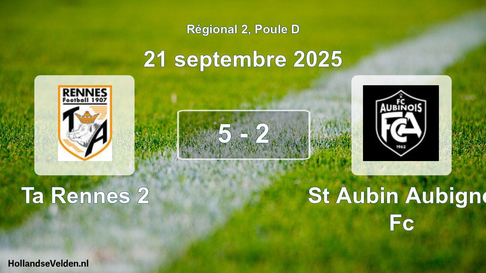 Gespeelde wedstrijd: Ta Rennes 2 - St Aubin Aubigne Fc 5 - 2 (21 september 2025)