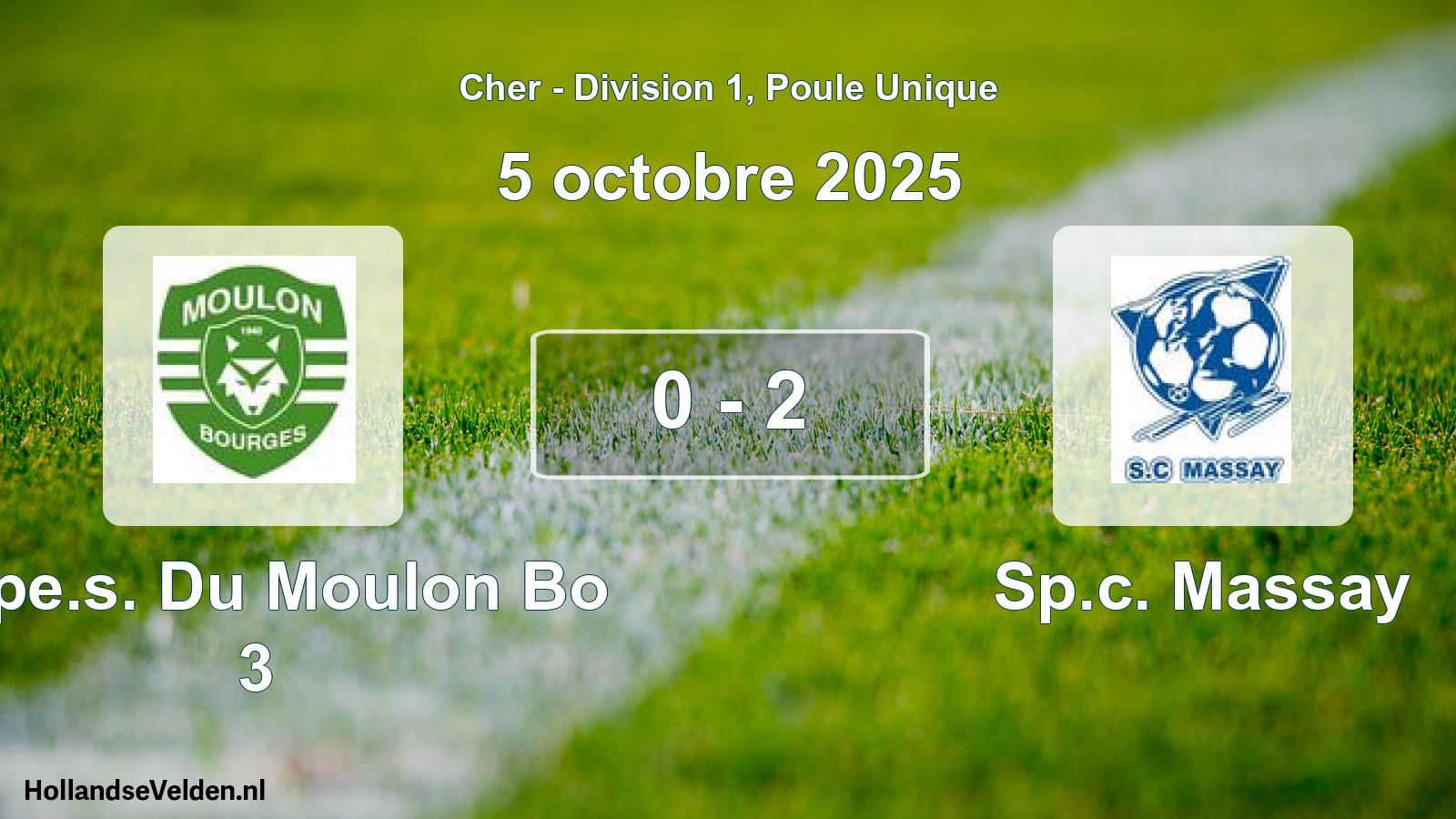 Gespeelde wedstrijd: Espe.s. Du Moulon Bo 3 - Sp.c. Massay 0 - 2 (5 oktober 2025)