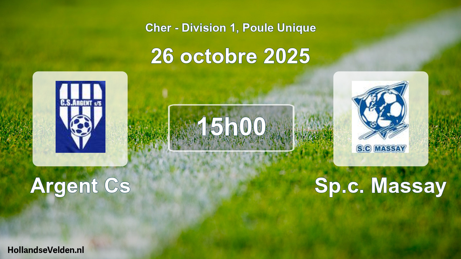 Geplande wedstrijd: Argent Cs - Sp.c. Massay (26 octobre 2025)