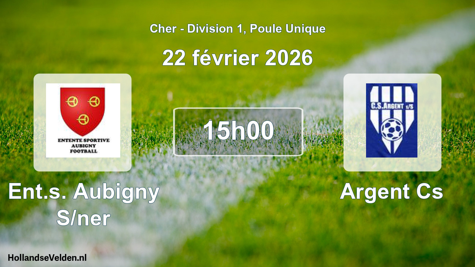 Geplande wedstrijd: Ent.s. Aubigny S/ner - Argent Cs (22 février 2026)