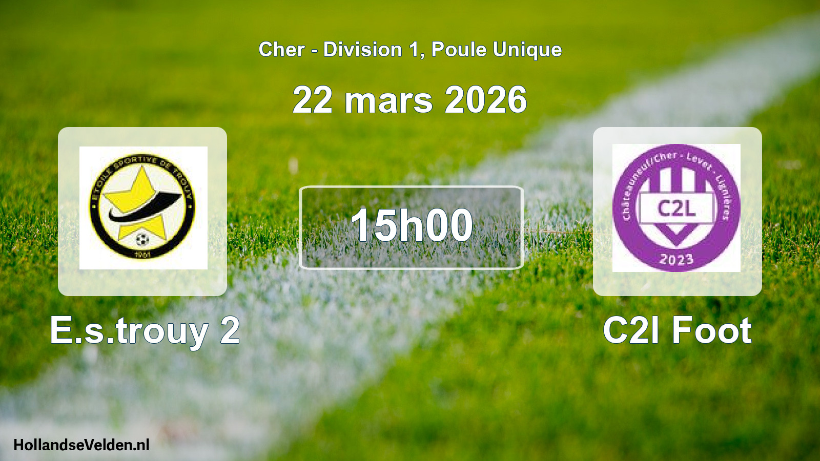 Geplande wedstrijd: E.s.trouy 2 - C2l Foot (22 mars 2026)