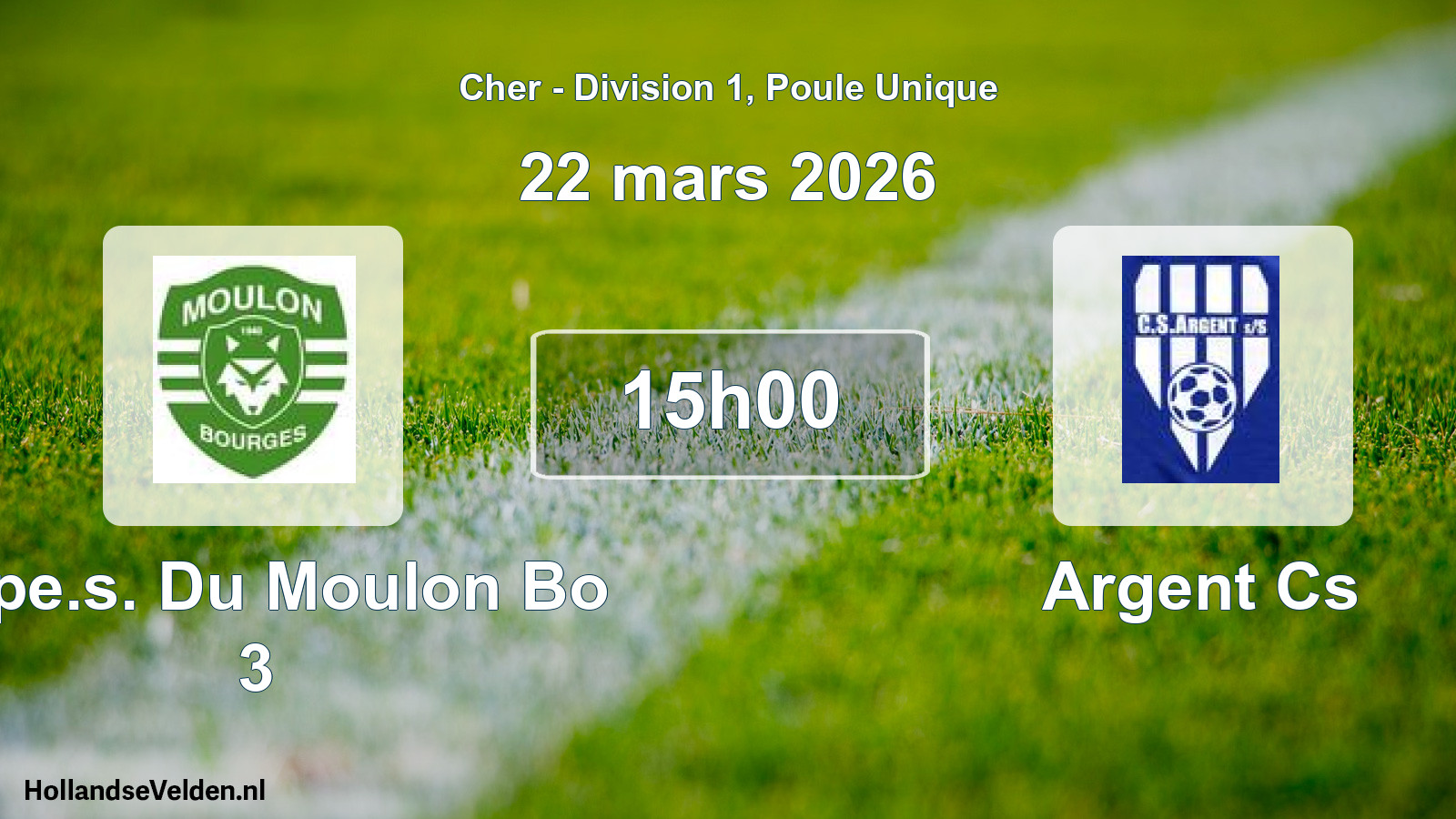 Geplande wedstrijd: Espe.s. Du Moulon Bo 3 - Argent Cs (22 mars 2026)