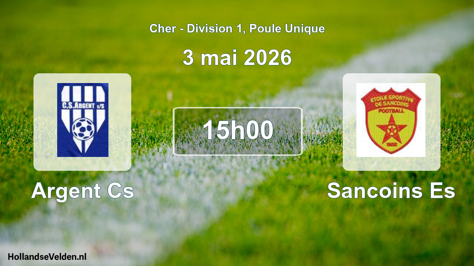 Geplande wedstrijd: Argent Cs - Sancoins Es (3 mai 2026)