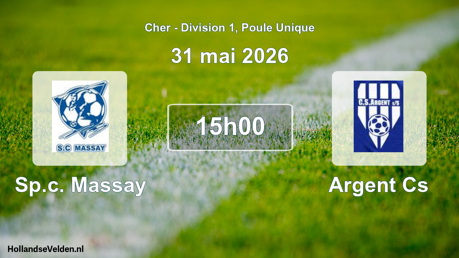 Geplande wedstrijd: Sp.c. Massay - Argent Cs (31 mai 2026)