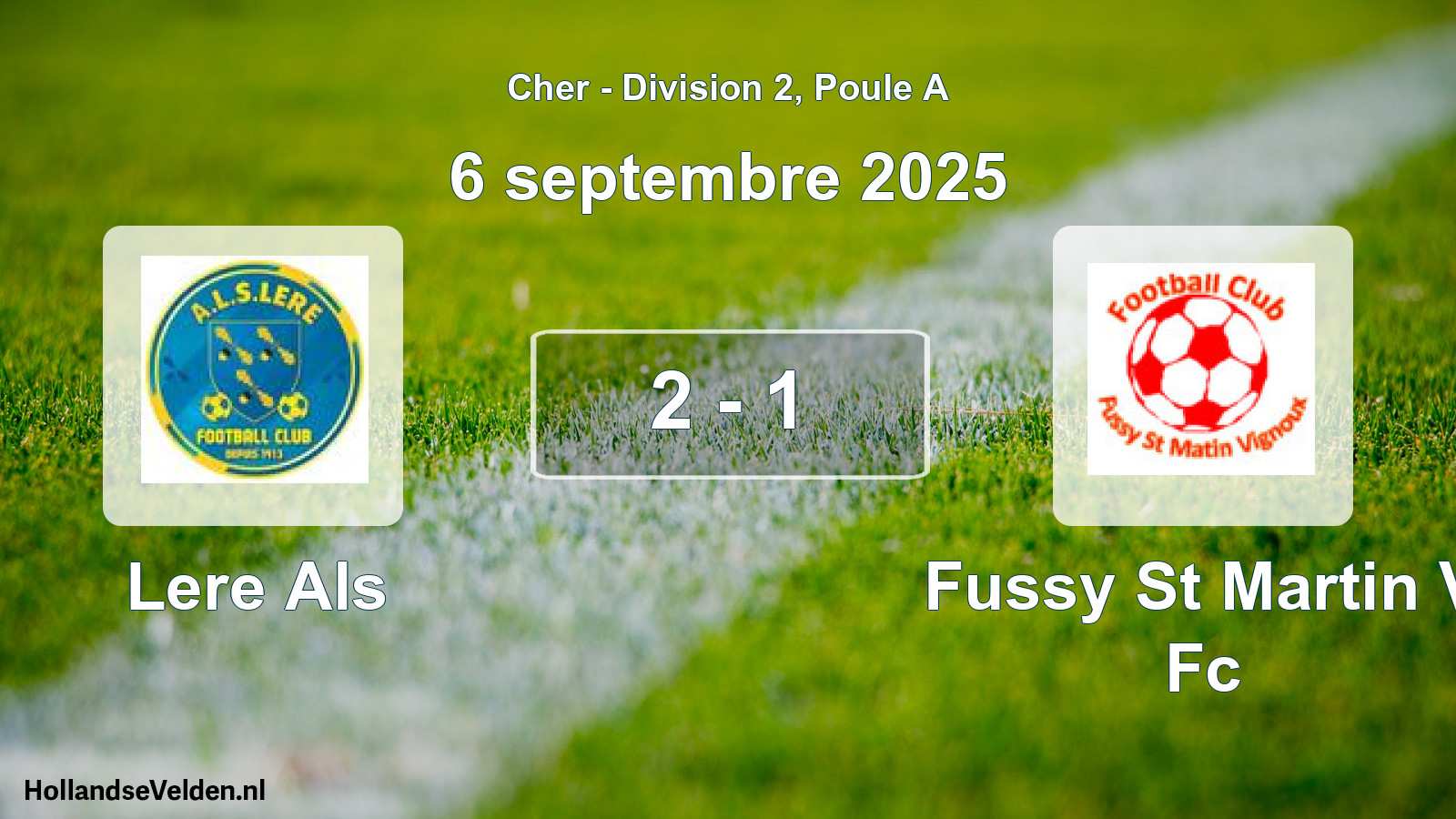 Total number of matches played: Lere Als - Fussy St Martin V Fc 2 - 1 (6 September 2025)