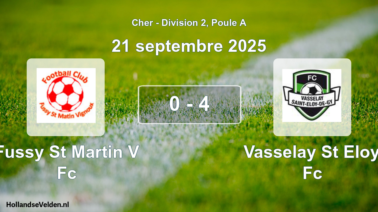 Total number of matches played: Fussy St Martin V Fc - Vasselay St Eloy Fc 0 - 4 (21 September 2025)