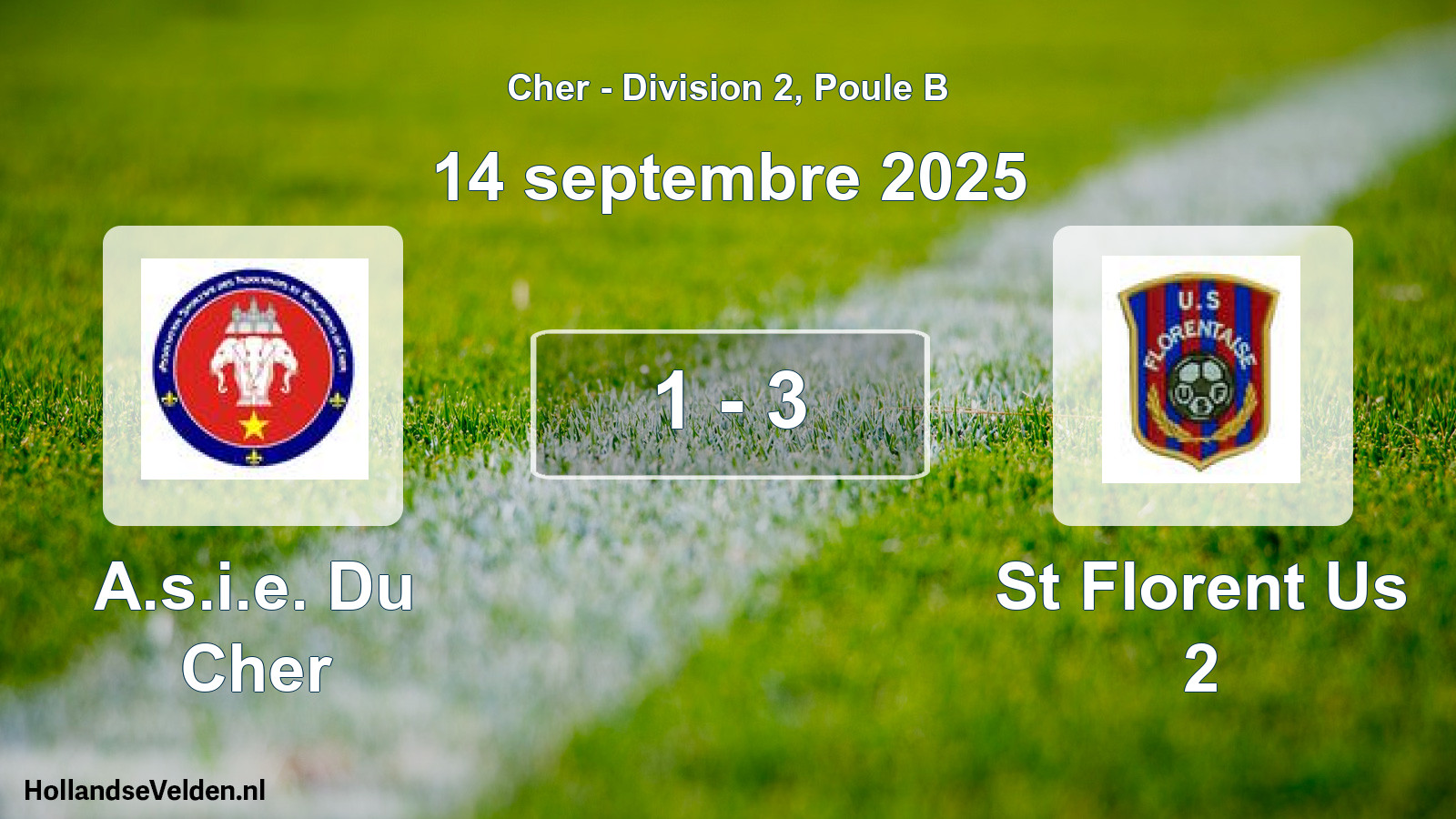 Gespeelde wedstrijd: A.s.i.e. Du Cher - St Florent Us 2 1 - 3 (14 september 2025)