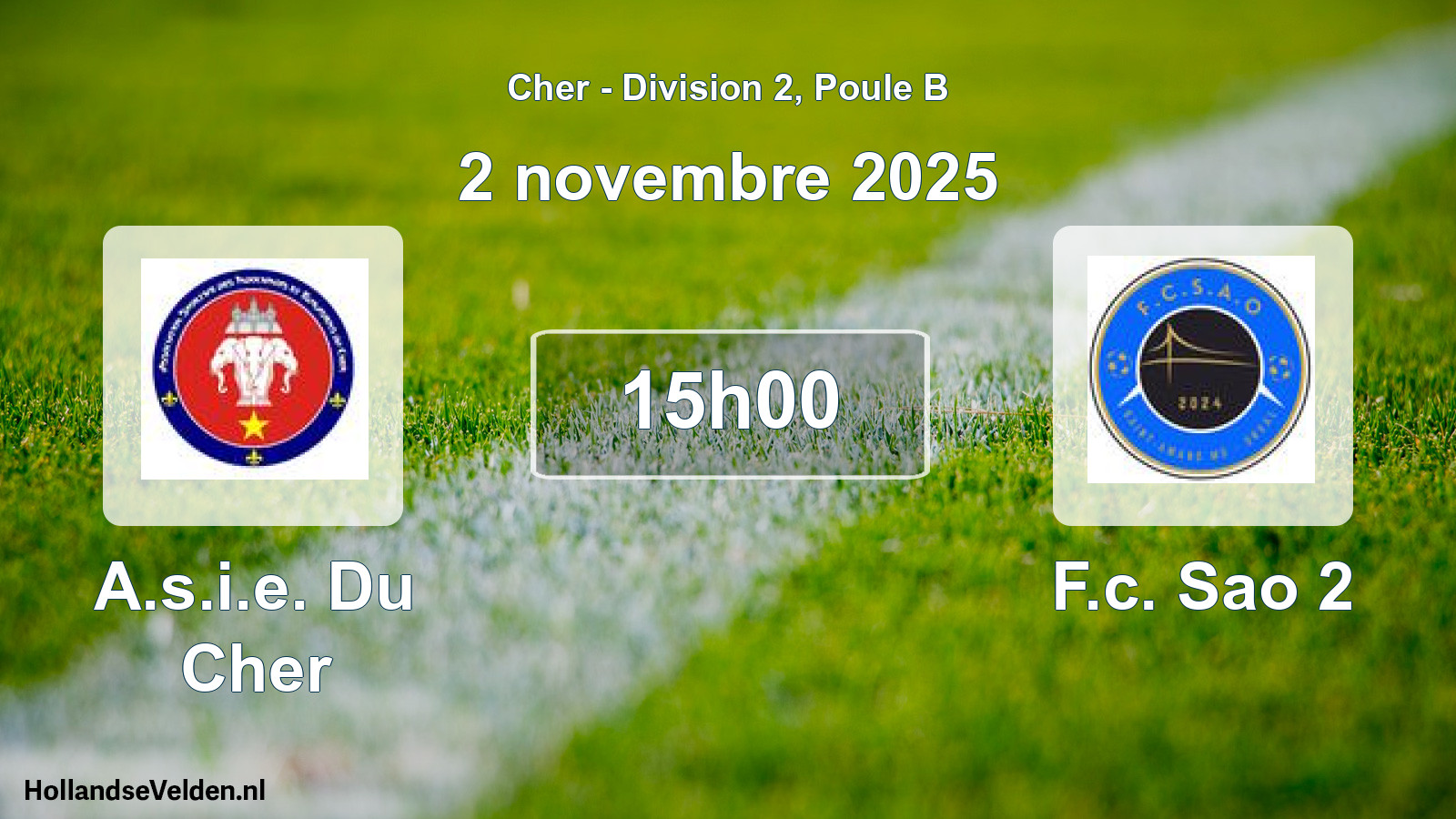 Geplande wedstrijd: A.s.i.e. Du Cher - F.c. Sao 2 (2 november 2025)