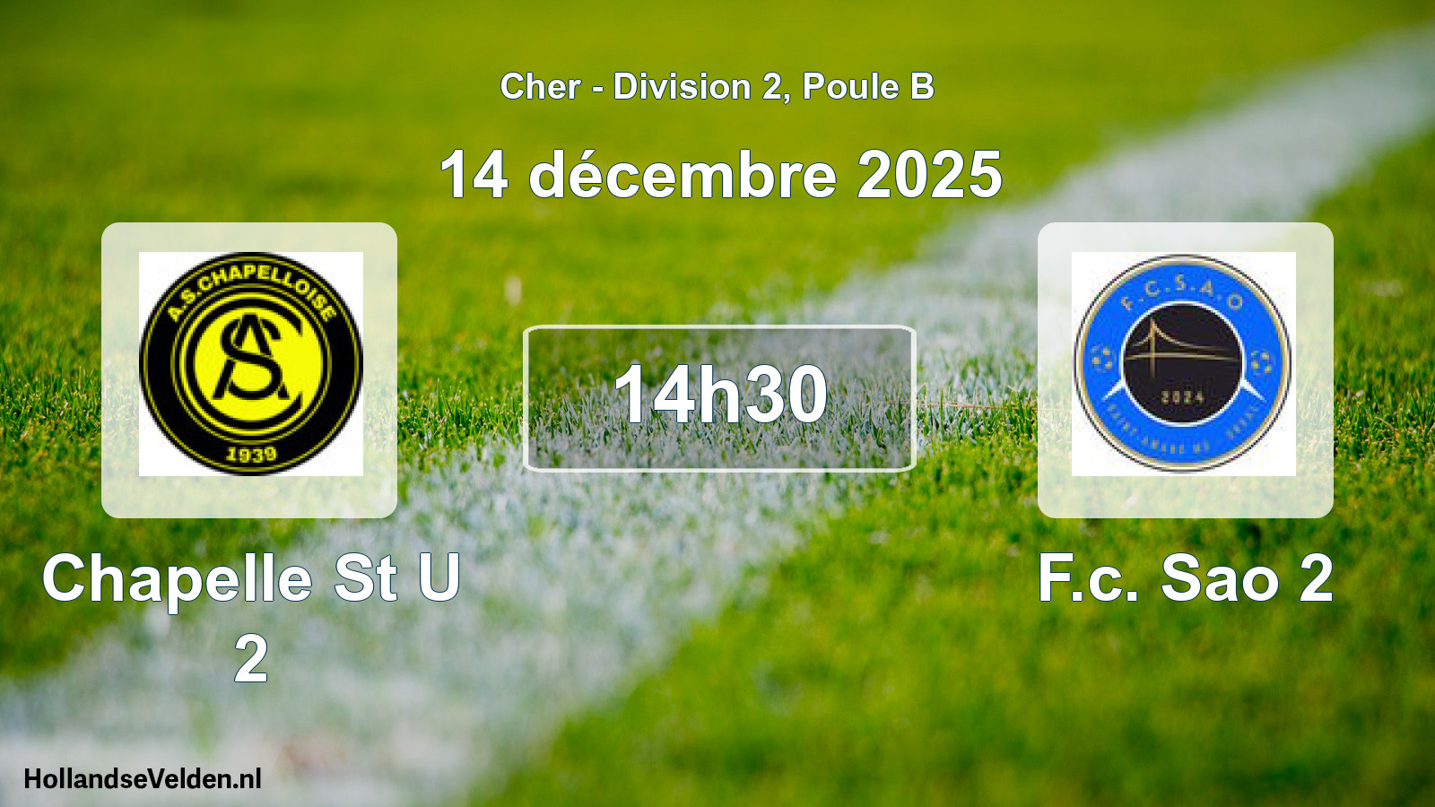 Geplande wedstrijd: Chapelle St U 2 - F.c. Sao 2 (14 december 2025)