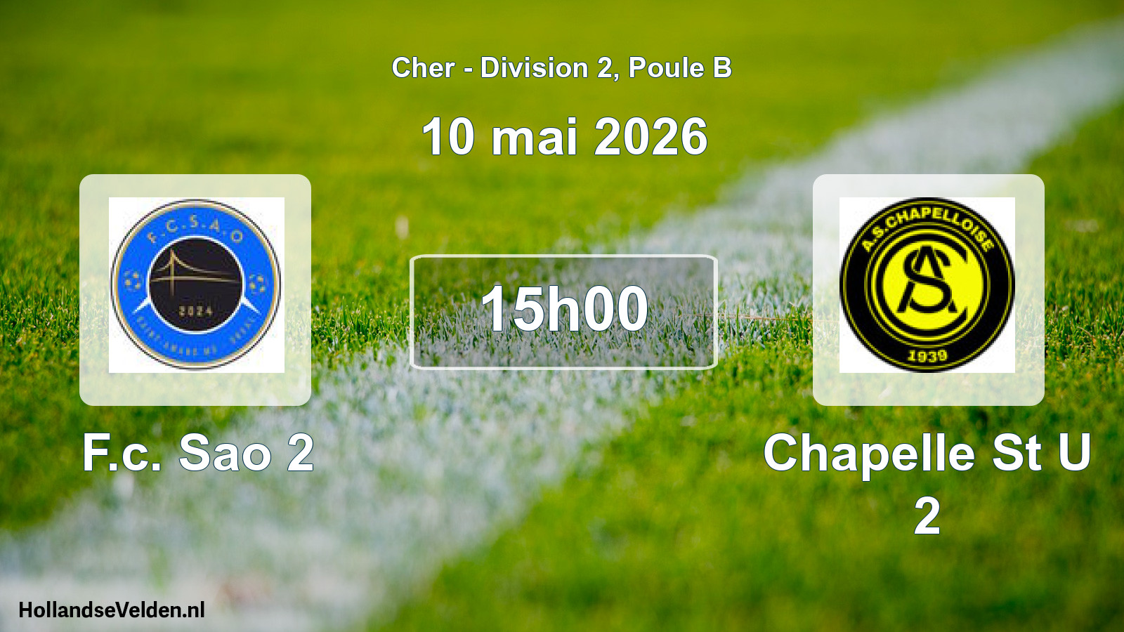 Geplande wedstrijd: F.c. Sao 2 - Chapelle St U 2 (10 mai 2026)