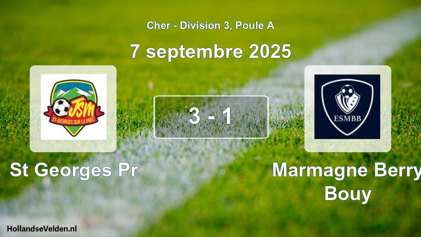 Gespeelde wedstrijd: St Georges Pr - Marmagne Berry Bouy 3 - 1 (7 september 2025)